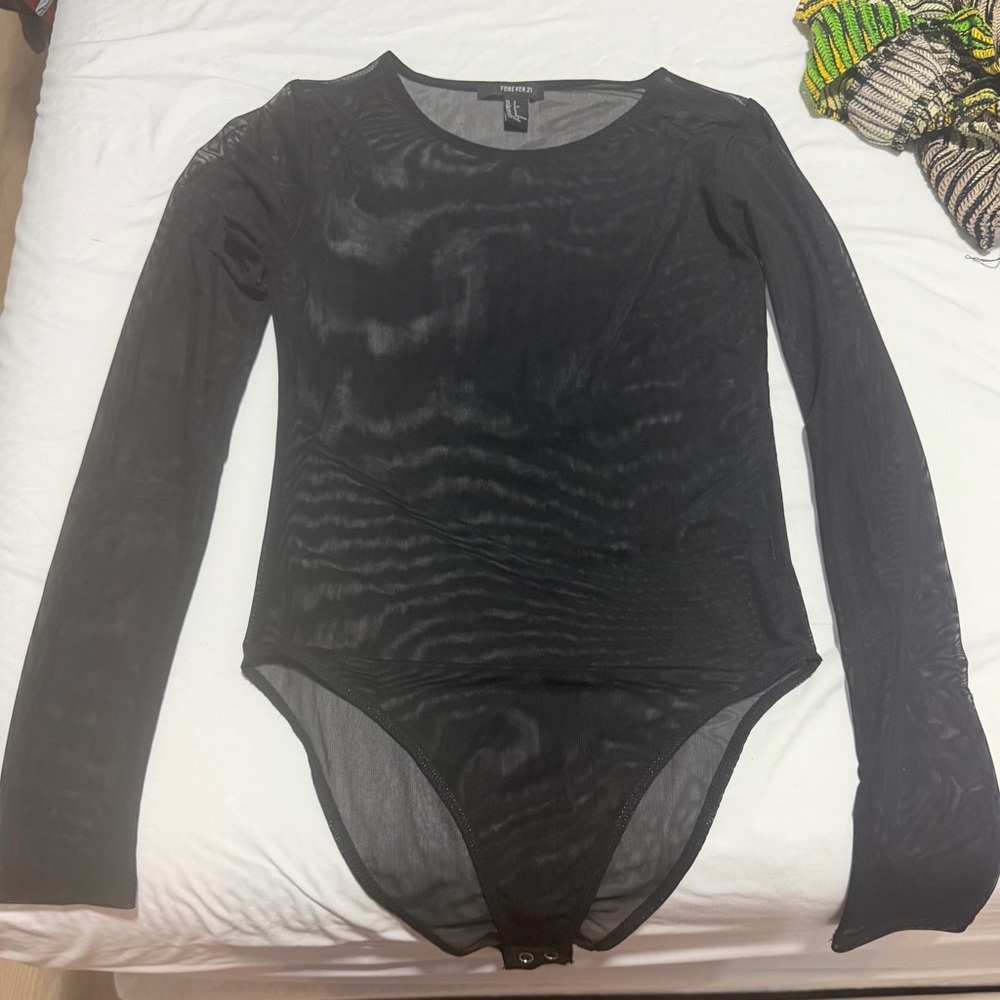 Mesh Black Long Sleeve Bodysuit